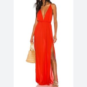 Indah Poppy Maxi Dress with Deep V-Neck